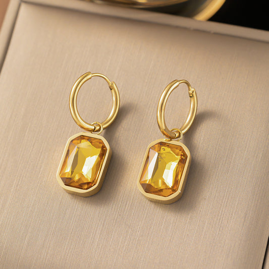 Gold Plated Dainty Zirconia Pendant Huggie Earrings