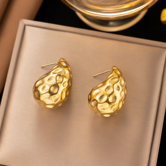 Luxury Elegant Rippled Drop-shape Earrings