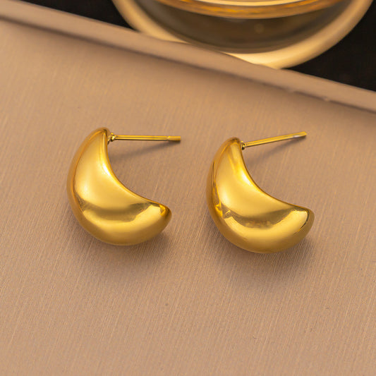 Gold Plated Moon-Shaped Earrings